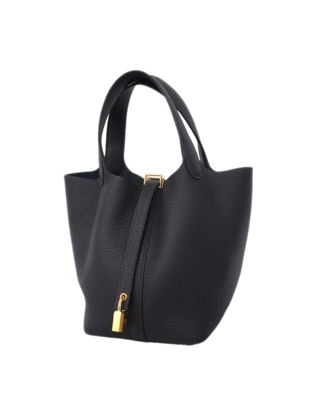 Hermes Handbag Picotin Lock PM Taurillon Clemence Bleu Nuit Gold